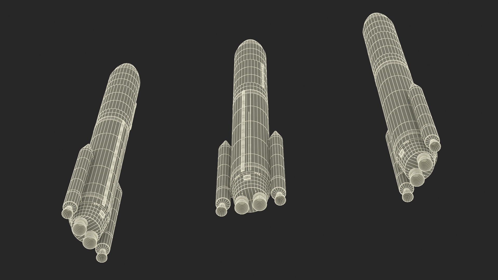 Heavy Lift Launch Vehicle with Two Solid Boosters 3D model