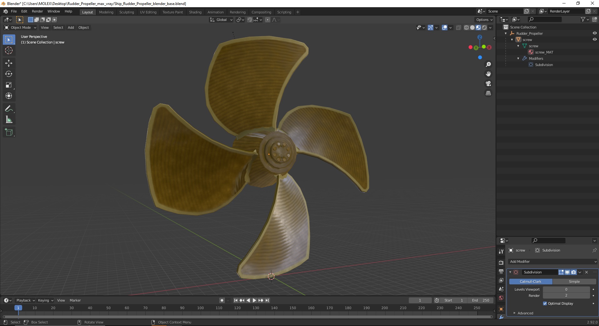 3D Rudder Propeller