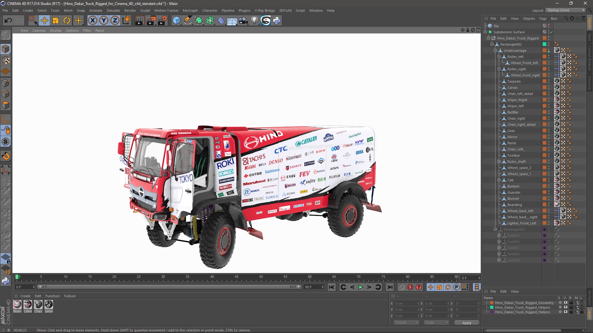 Hino Dakar Truck Rigged for Cinema 4D 3D