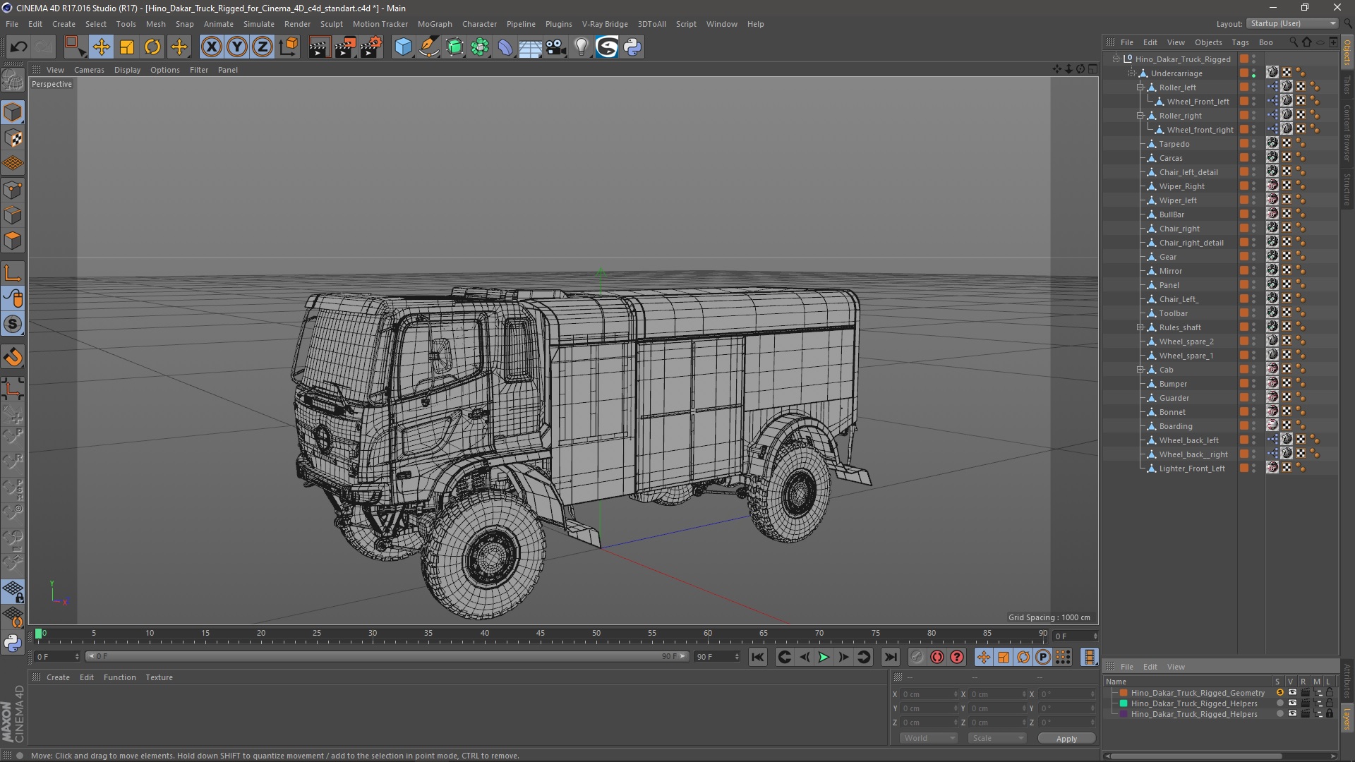 Hino Dakar Truck Rigged for Cinema 4D 3D