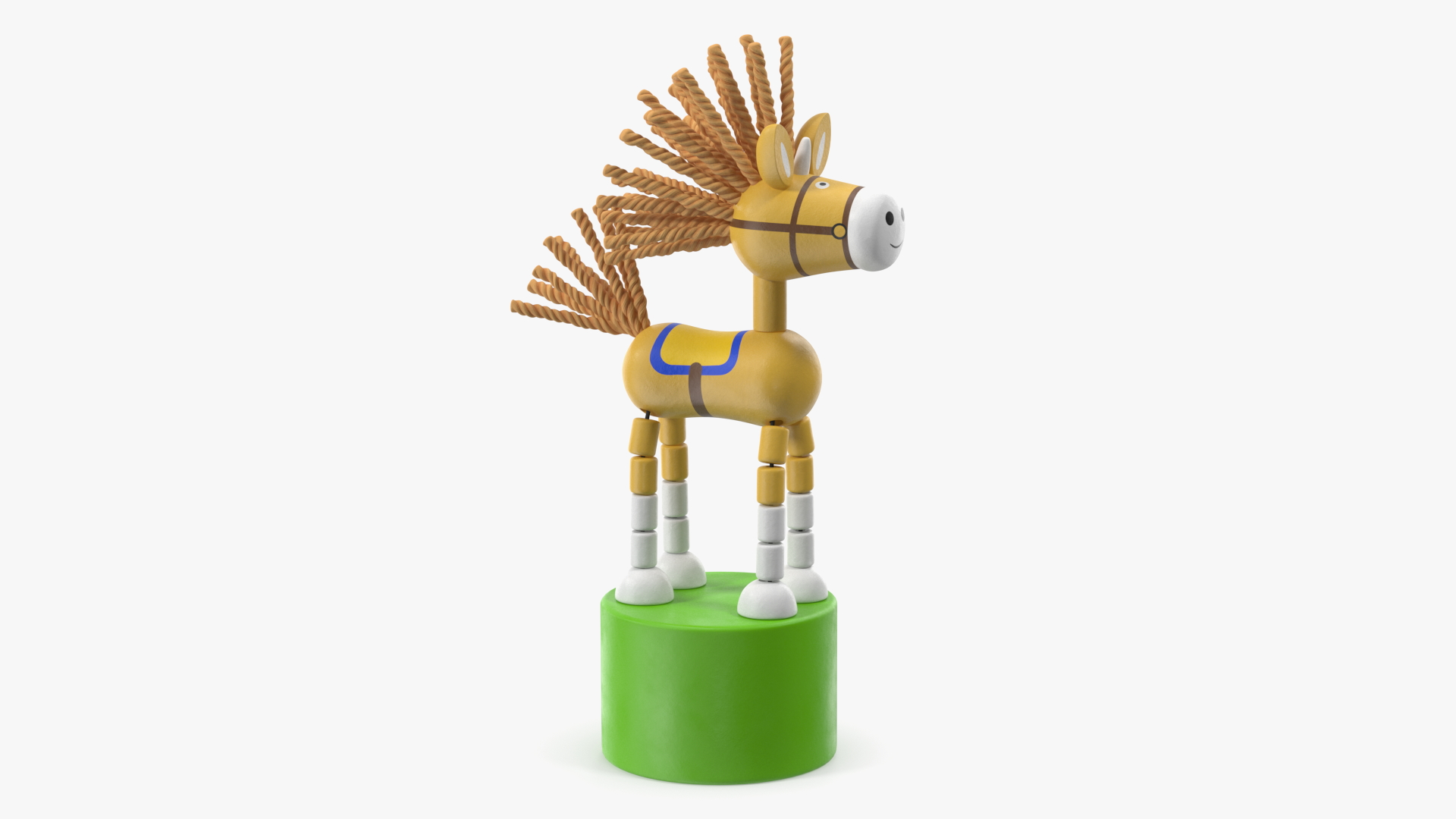 3D Unicorn Puppet Toy Yellow Rigged for Maya