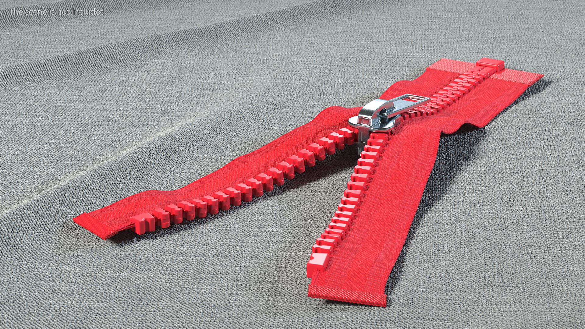 3D model Two Sided Plastic Zipper Opened Red