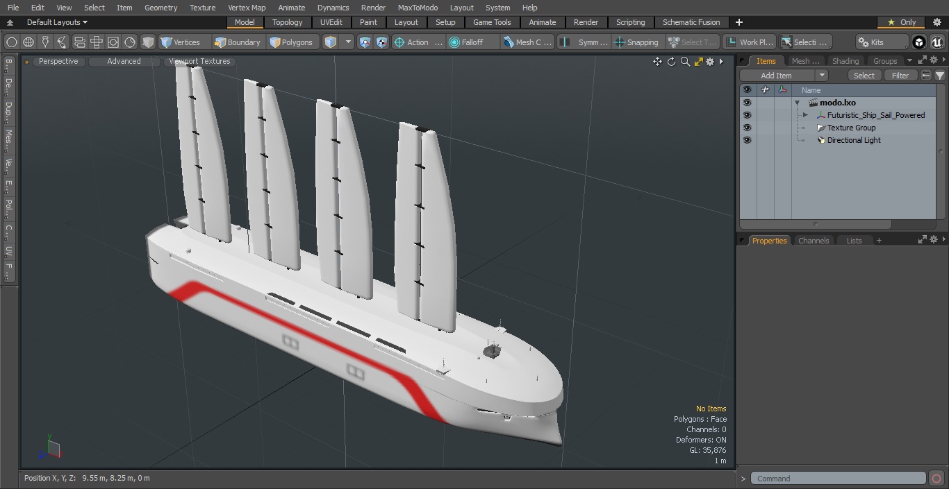 3D Futuristic Ship Sail Powered model