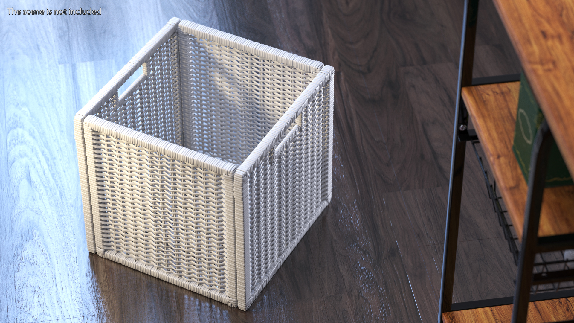 Rattan Storage Basket White 3D