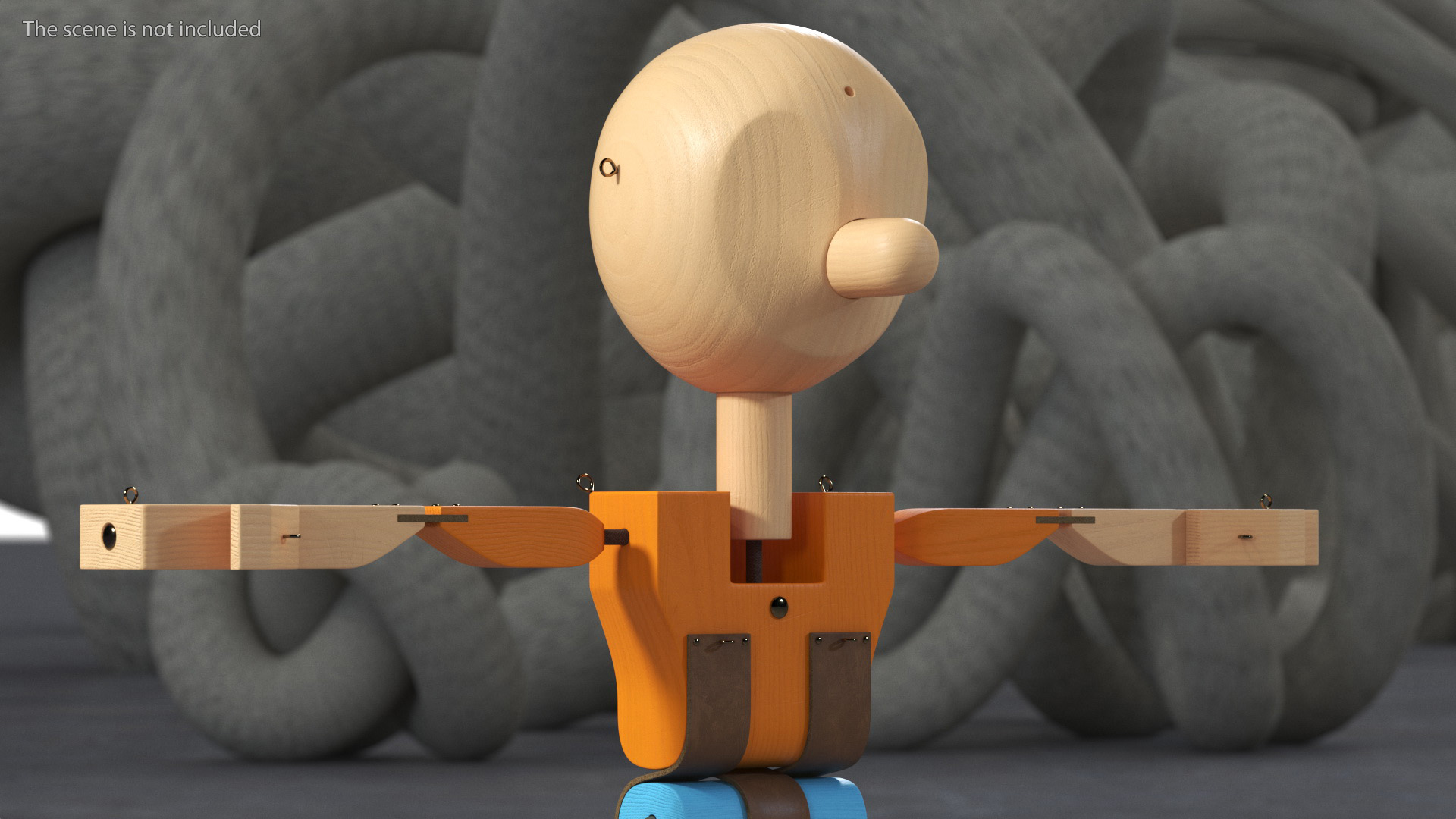 3D T-Pose Colored Wooden Character