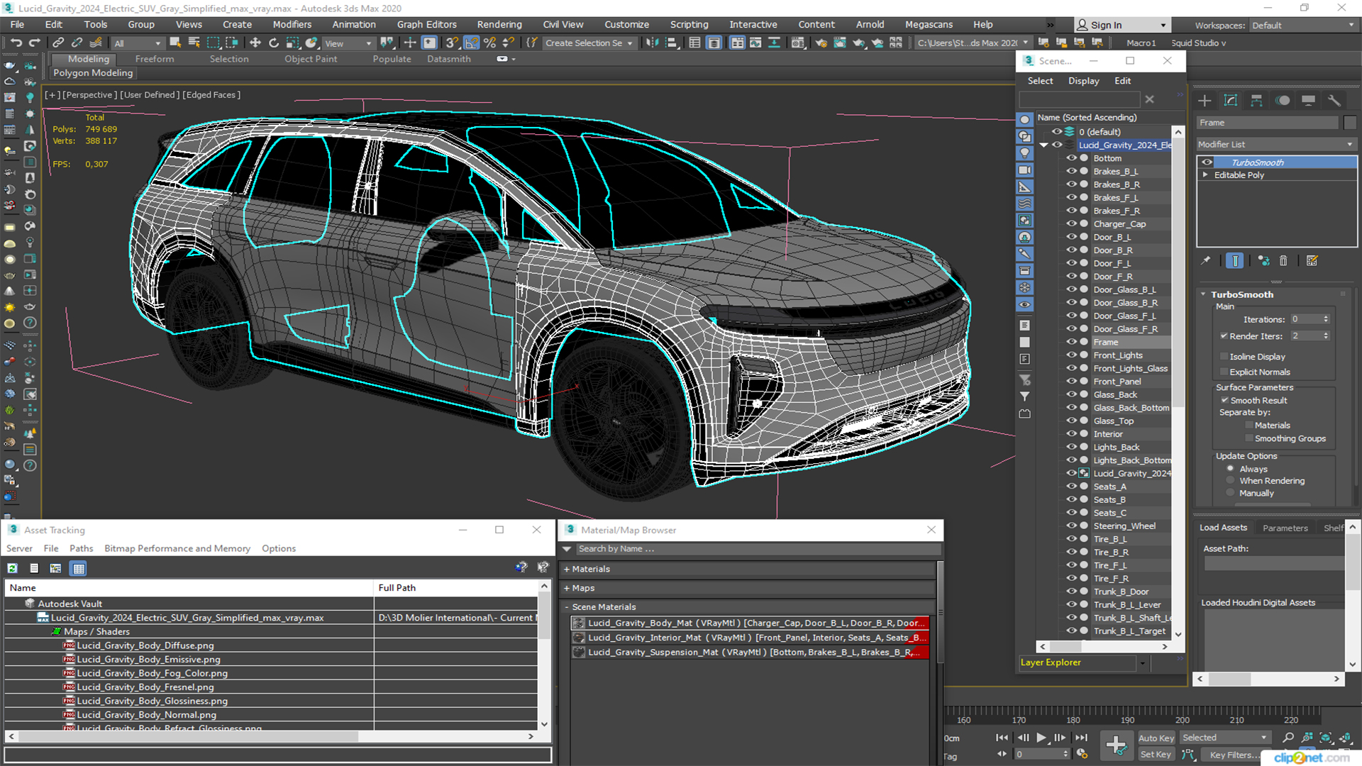 Lucid Gravity 2024 Electric SUV Gray Simplified 3D