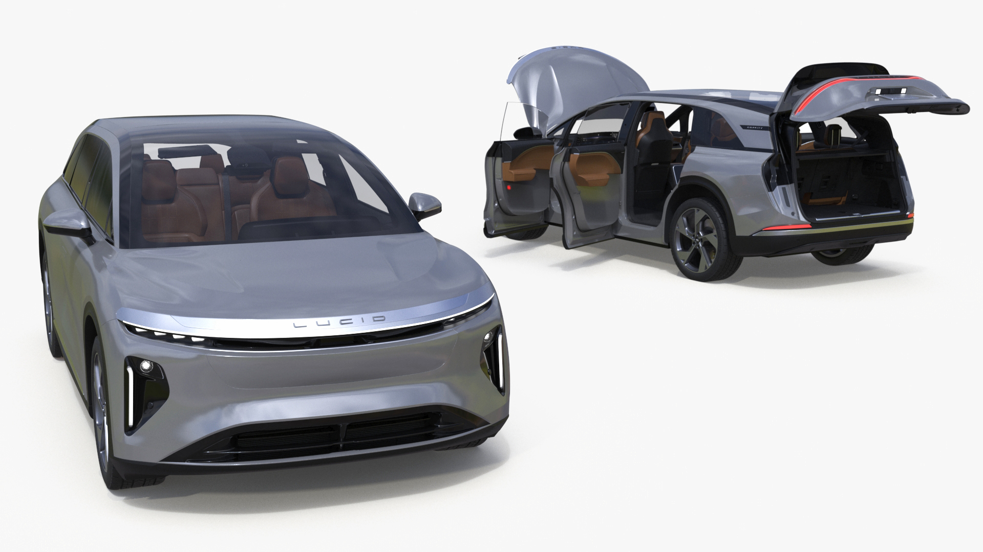 Lucid Gravity 2024 Electric SUV Gray Simplified 3D