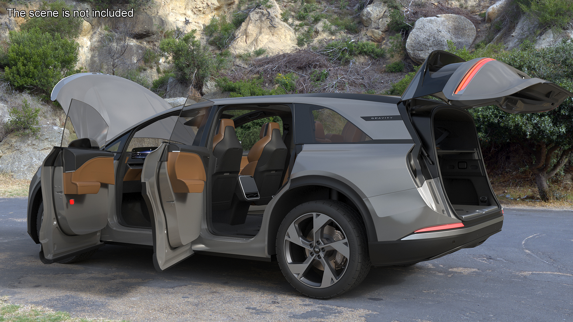 Lucid Gravity 2024 Electric SUV Gray Simplified 3D