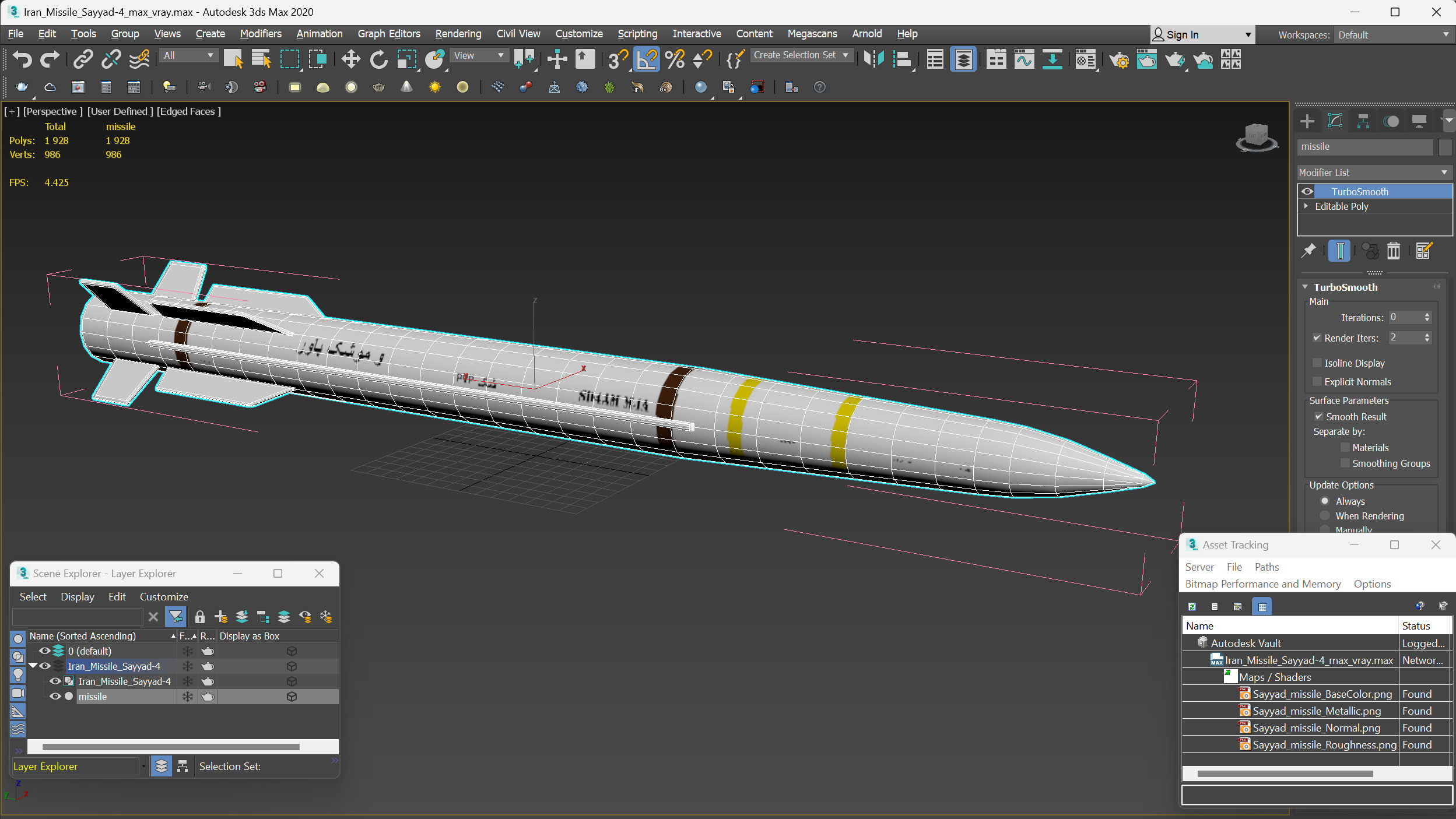 3D Iran Missile Sayyad-4