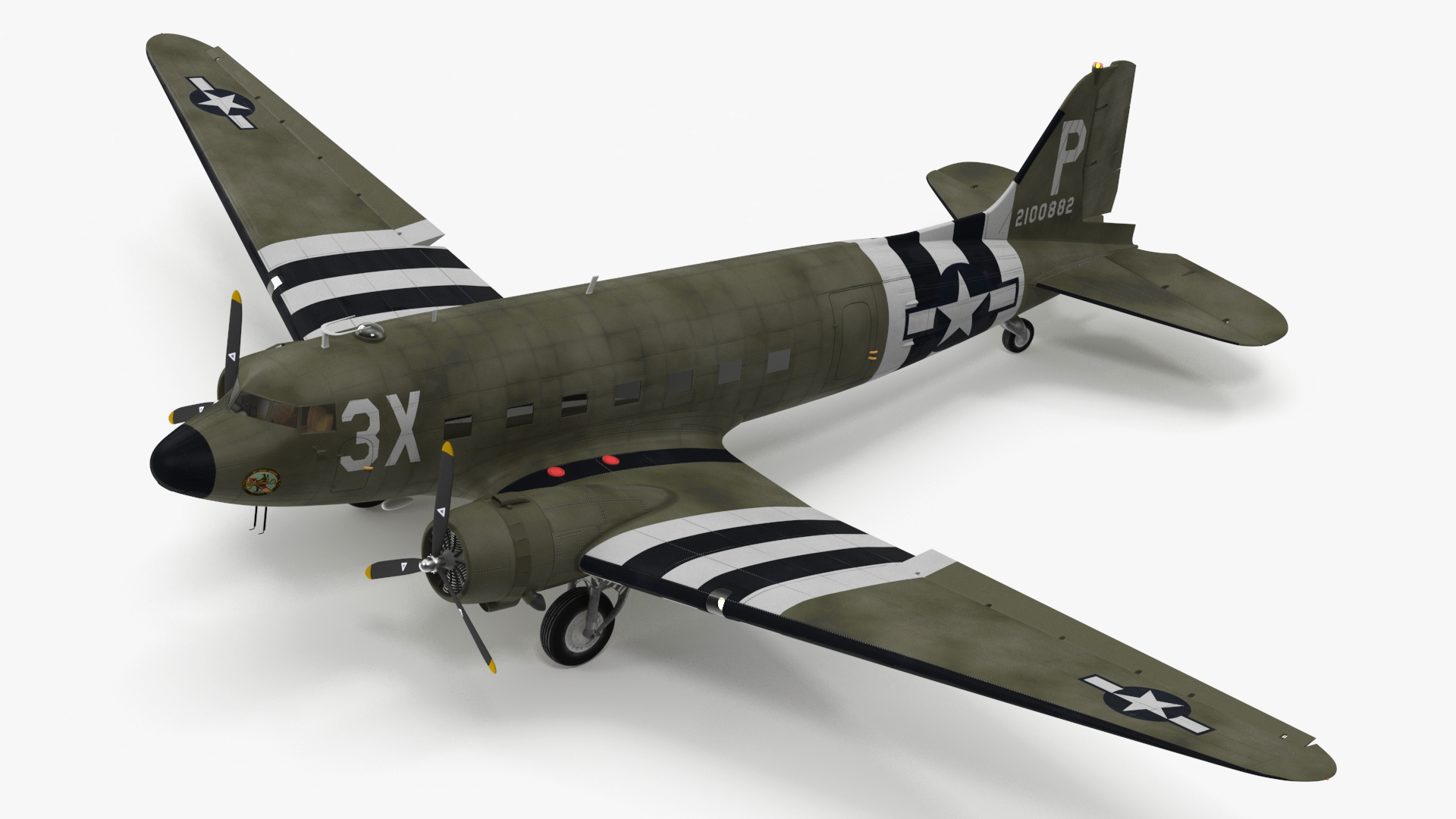 WWII Douglas C-47 Skytrain Rigged for Cinema 4D 3D