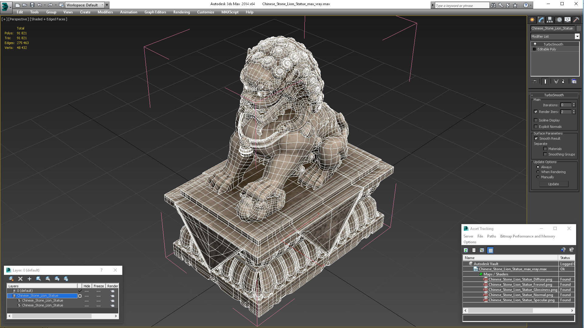 3D model Chinese Stone Lion Statue