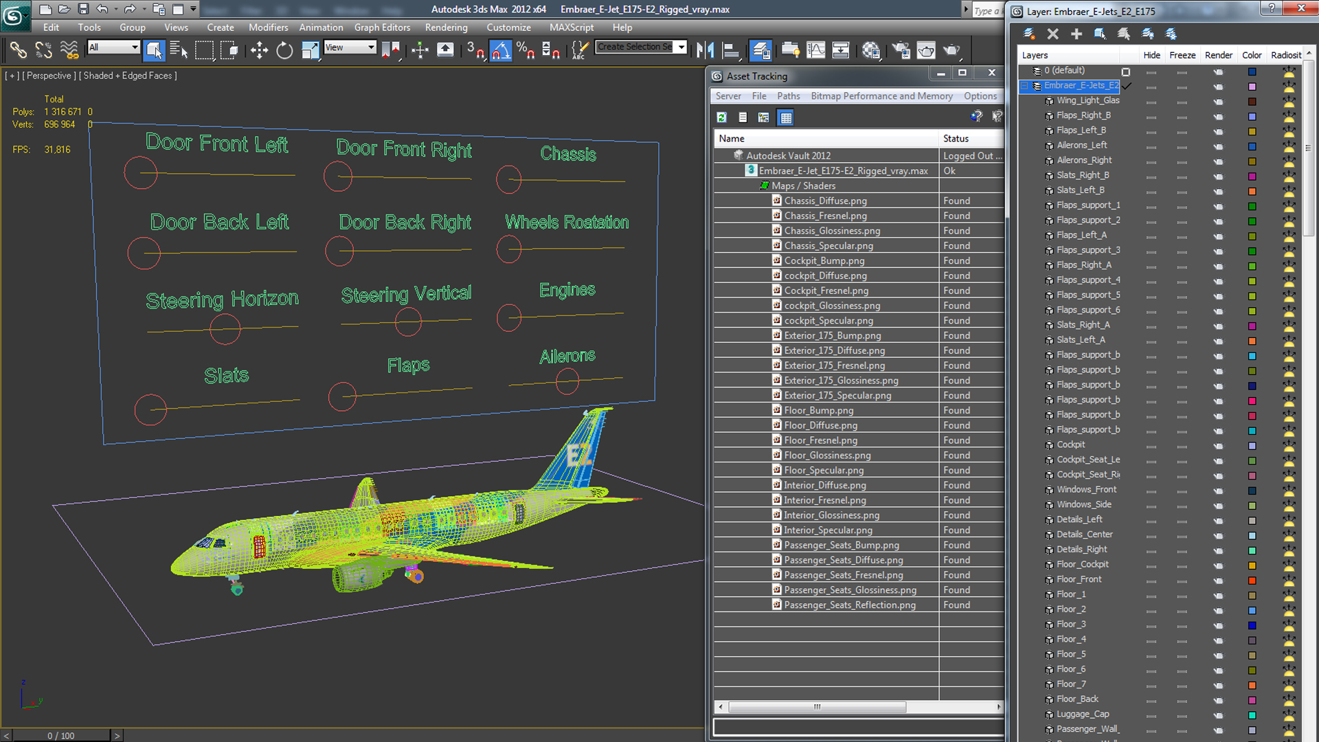 3D Embraer E-Jet E175-E2 Rigged model