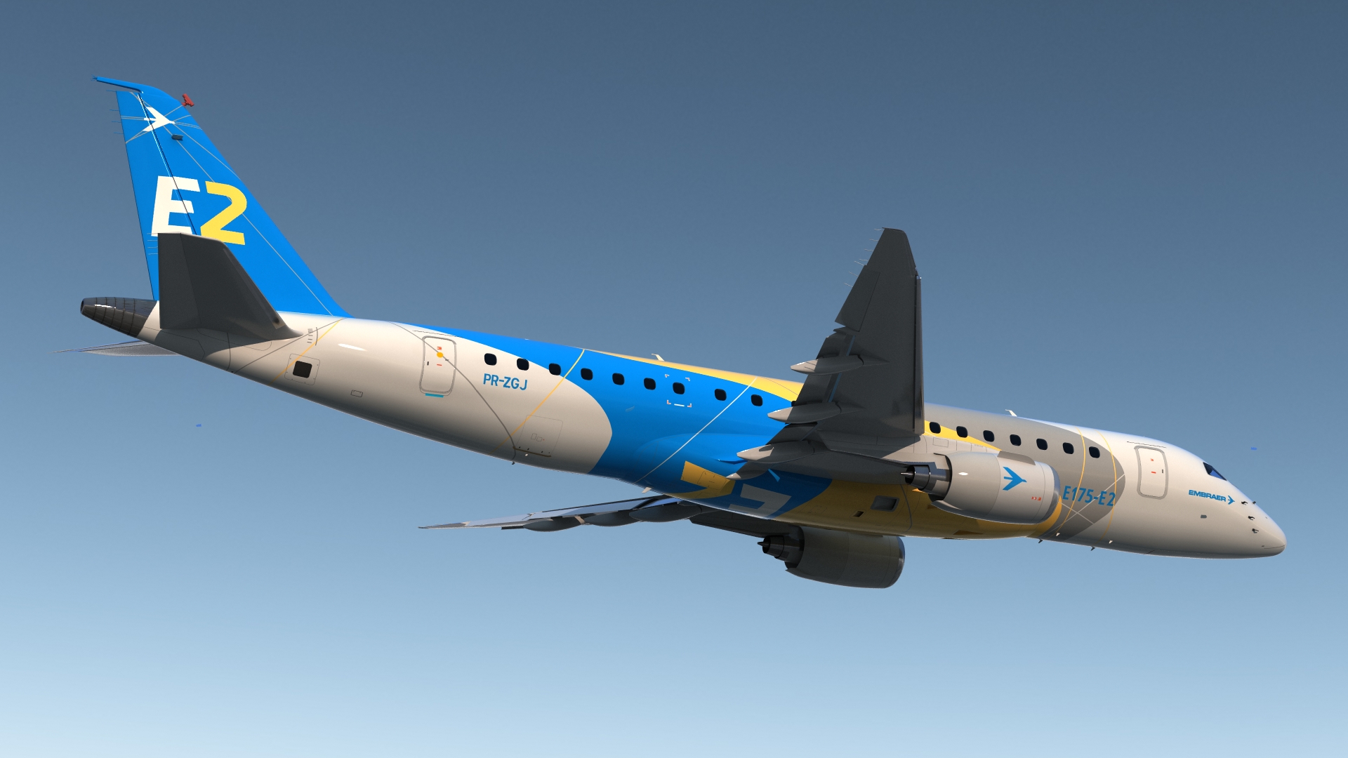 3D Embraer E-Jet E175-E2 Rigged model