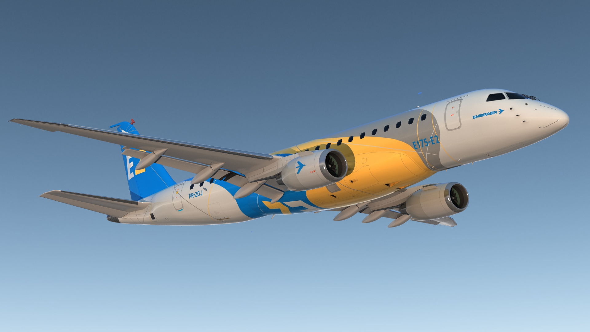 3D Embraer E-Jet E175-E2 Rigged model