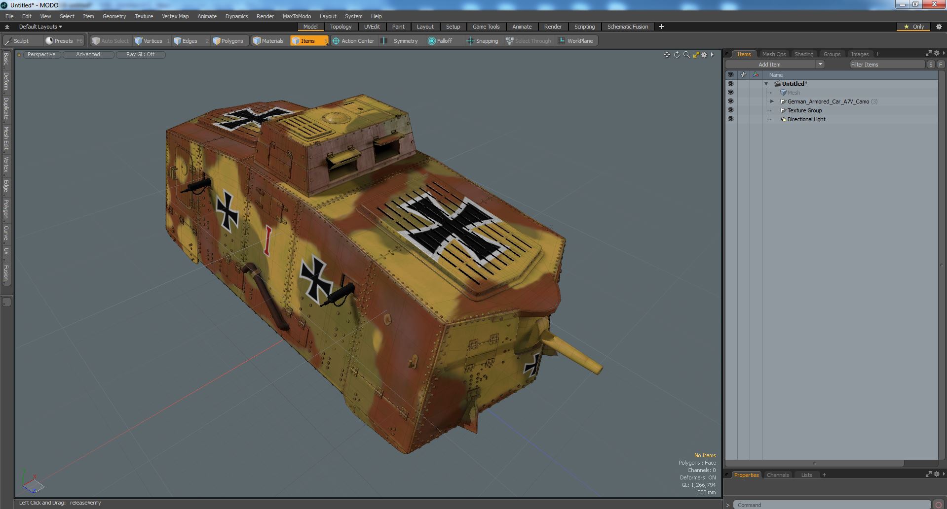 German Armored Car A7V Camo 3D