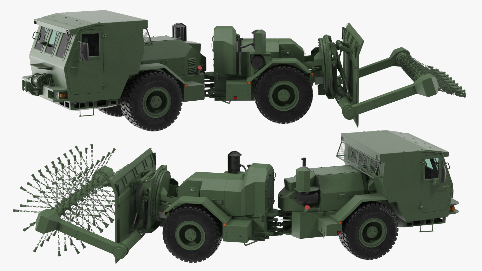 3D model Mine Sweeper Vehicle Hydrema 910 Khaki Rigged