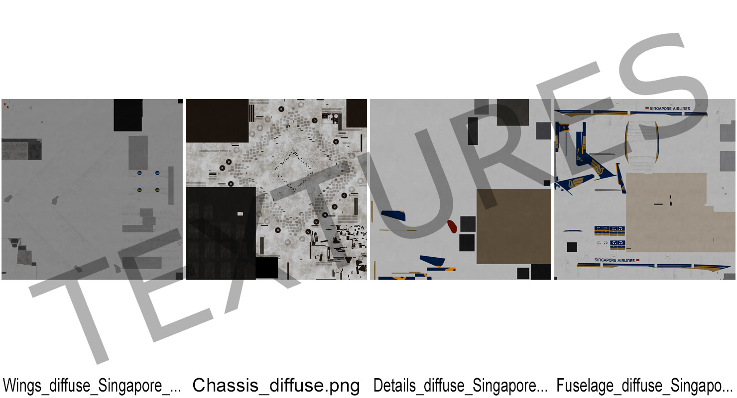 3D model Boeing 777 200ER Singapore Airlines