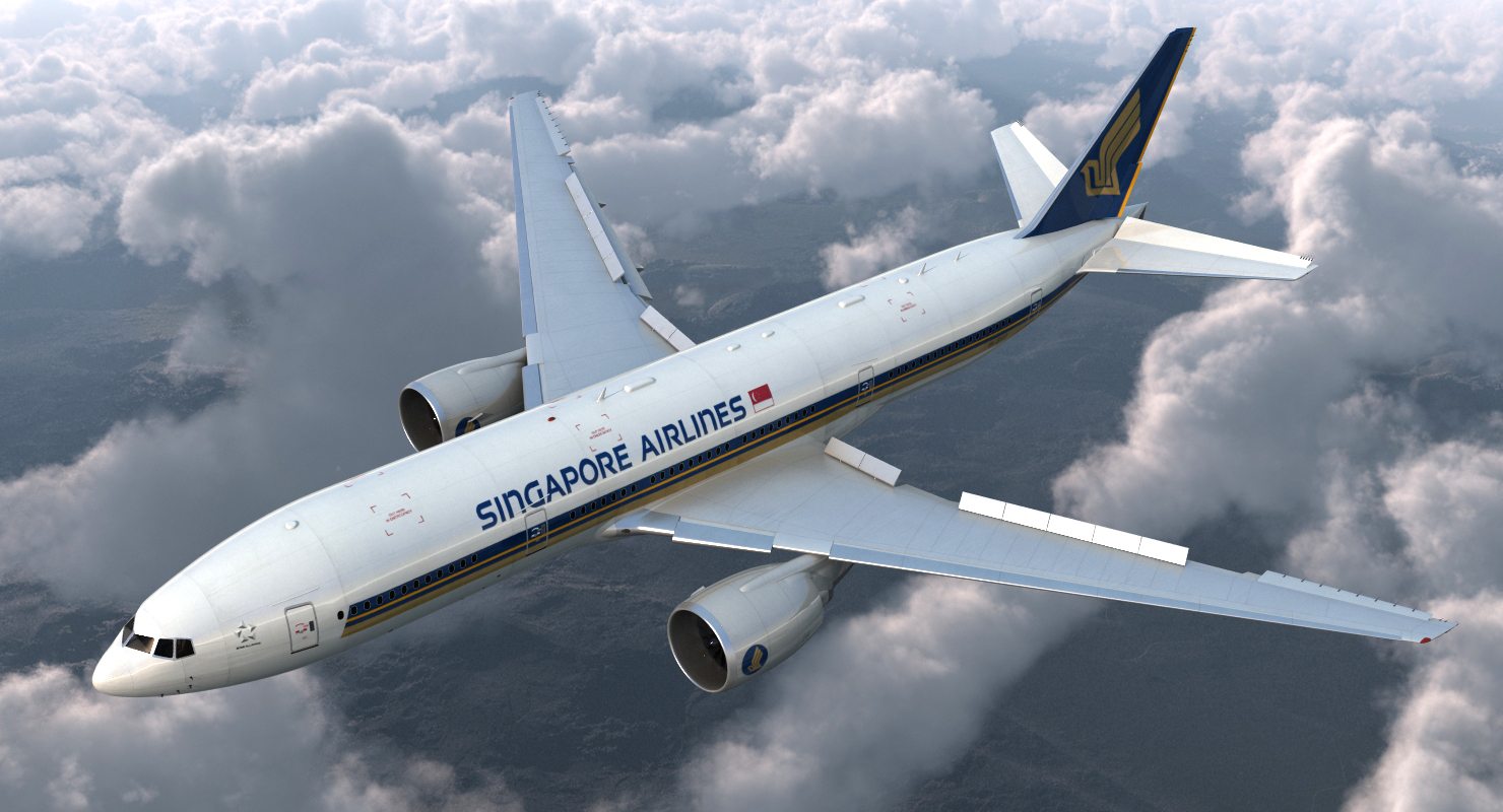 3D model Boeing 777 200ER Singapore Airlines