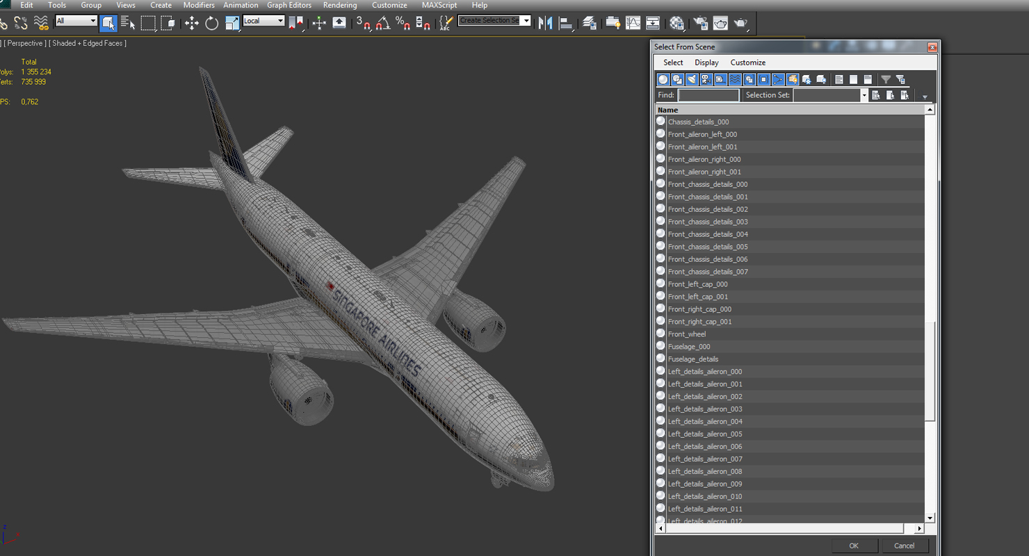 3D model Boeing 777 200ER Singapore Airlines