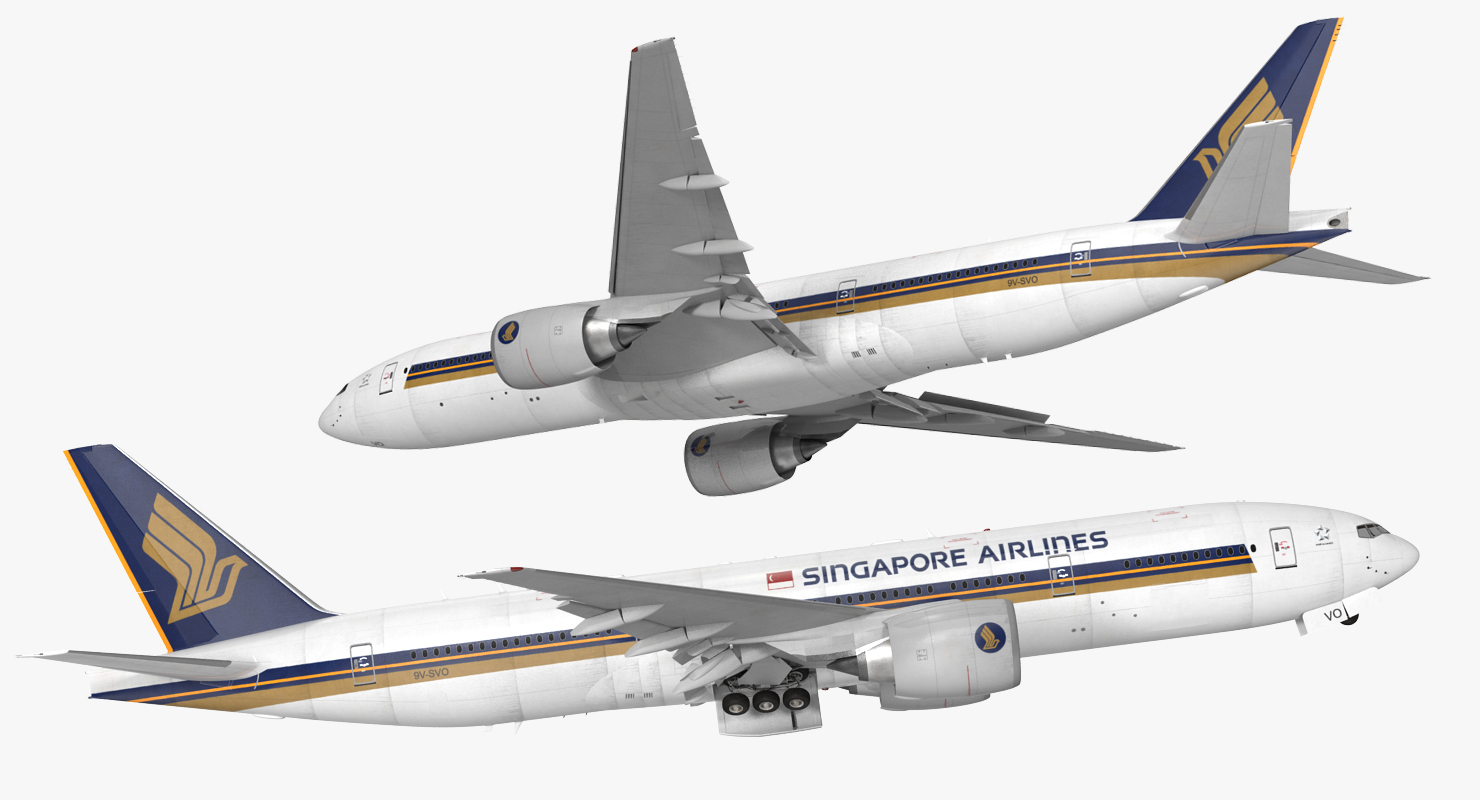 3D model Boeing 777 200ER Singapore Airlines