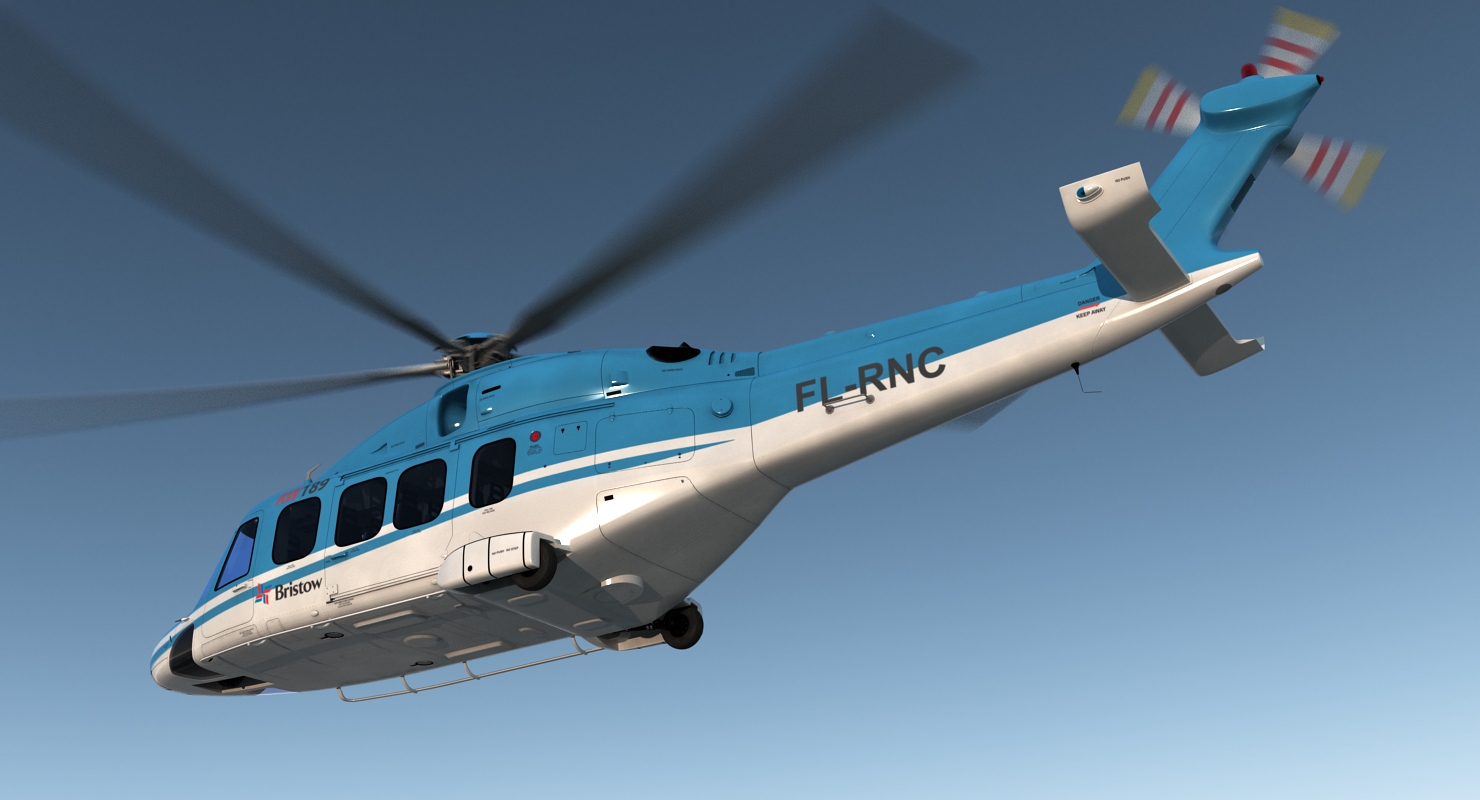 3D model Medium Lift Helicopter AgustaWestland AW189 Rigged