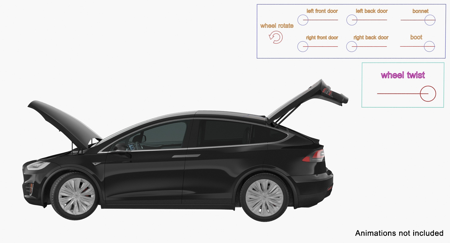 Tesla Model X 75D 2017 Rigged 3D model