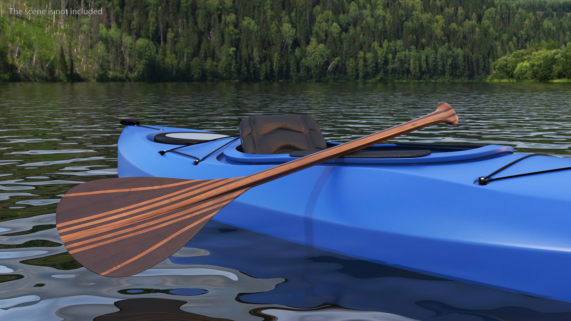 Wood Canoe Paddle with Palm Grip 3D