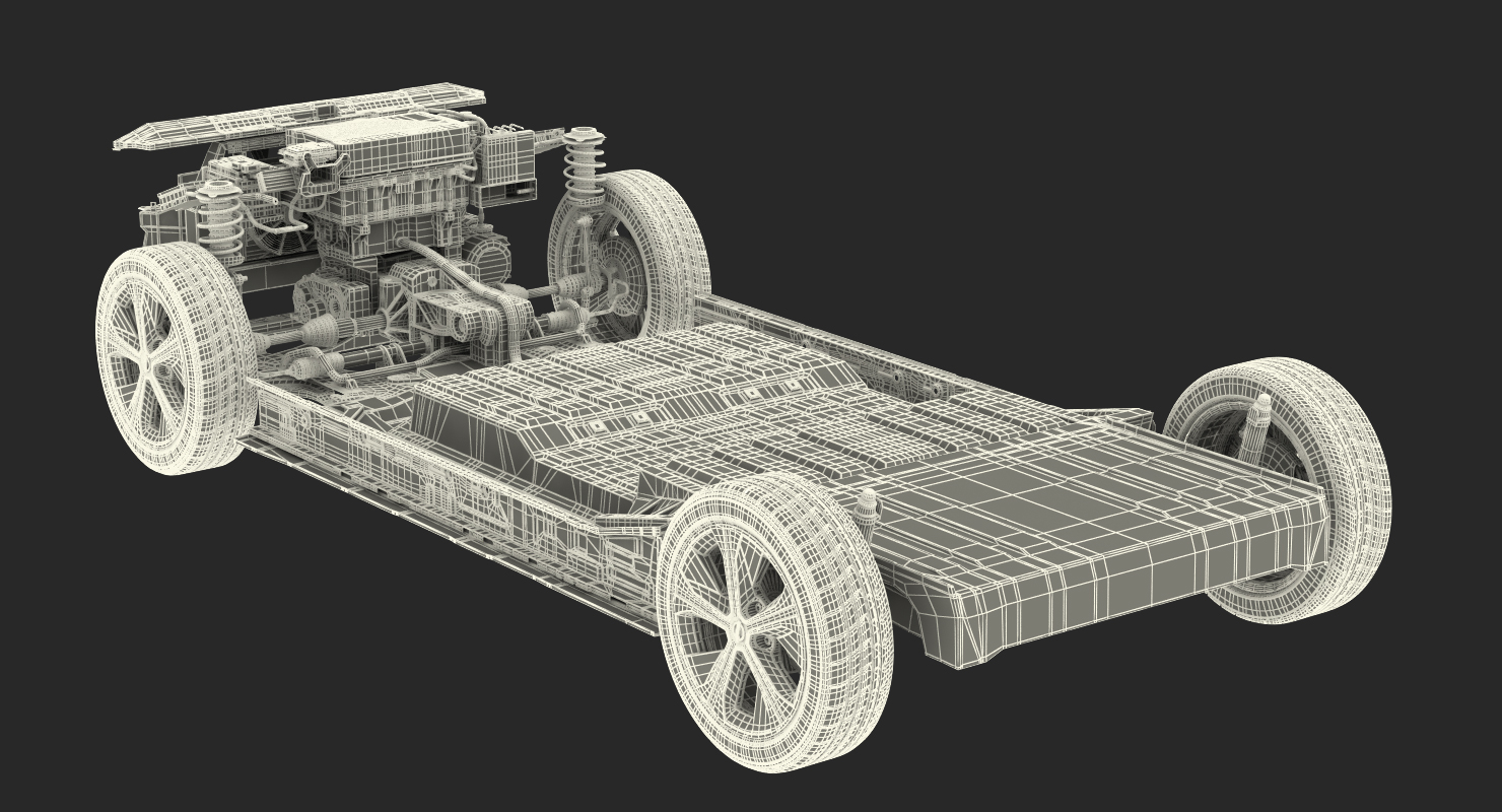 3D model Nissan Leaf Engine and Chassis