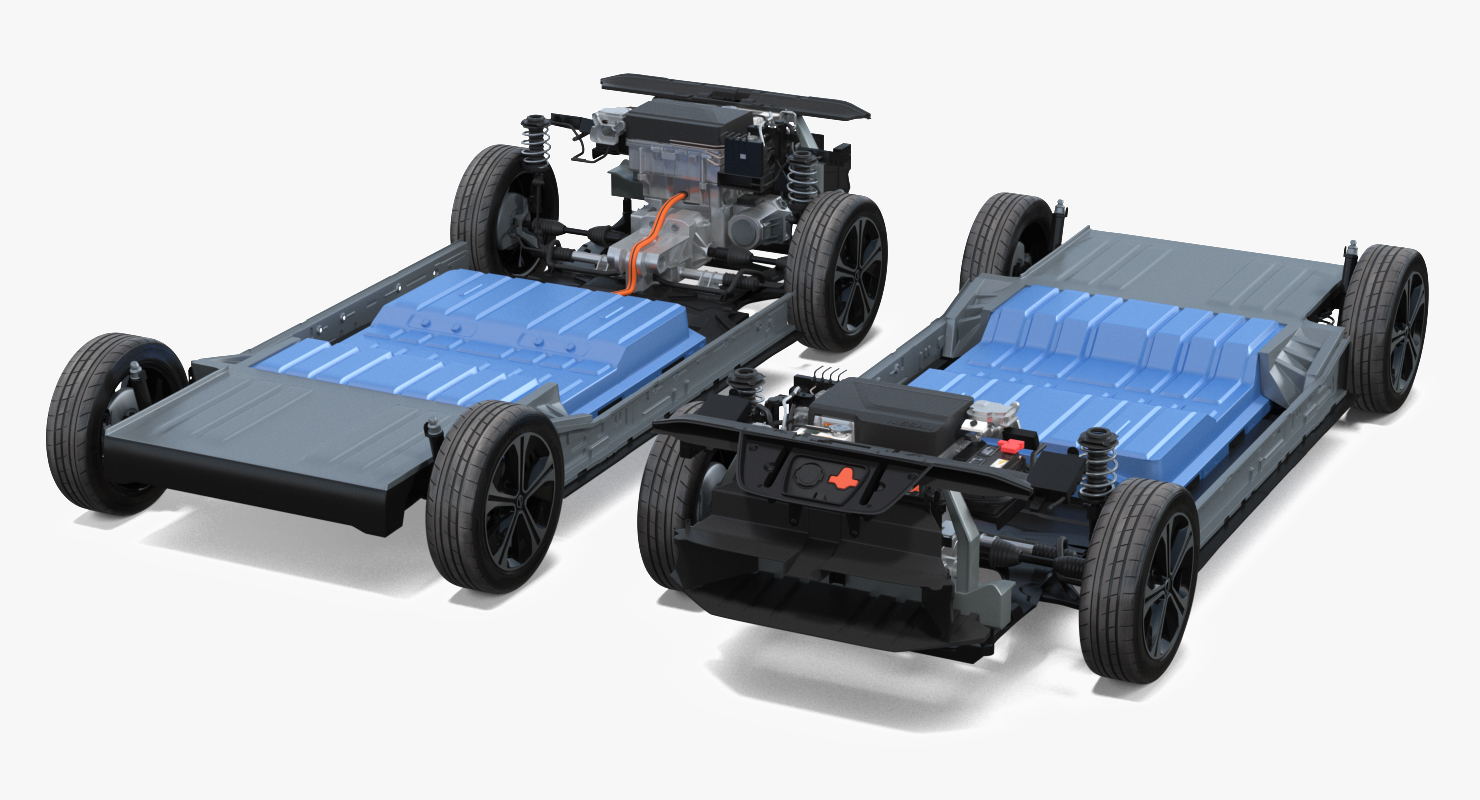 3D model Nissan Leaf Engine and Chassis