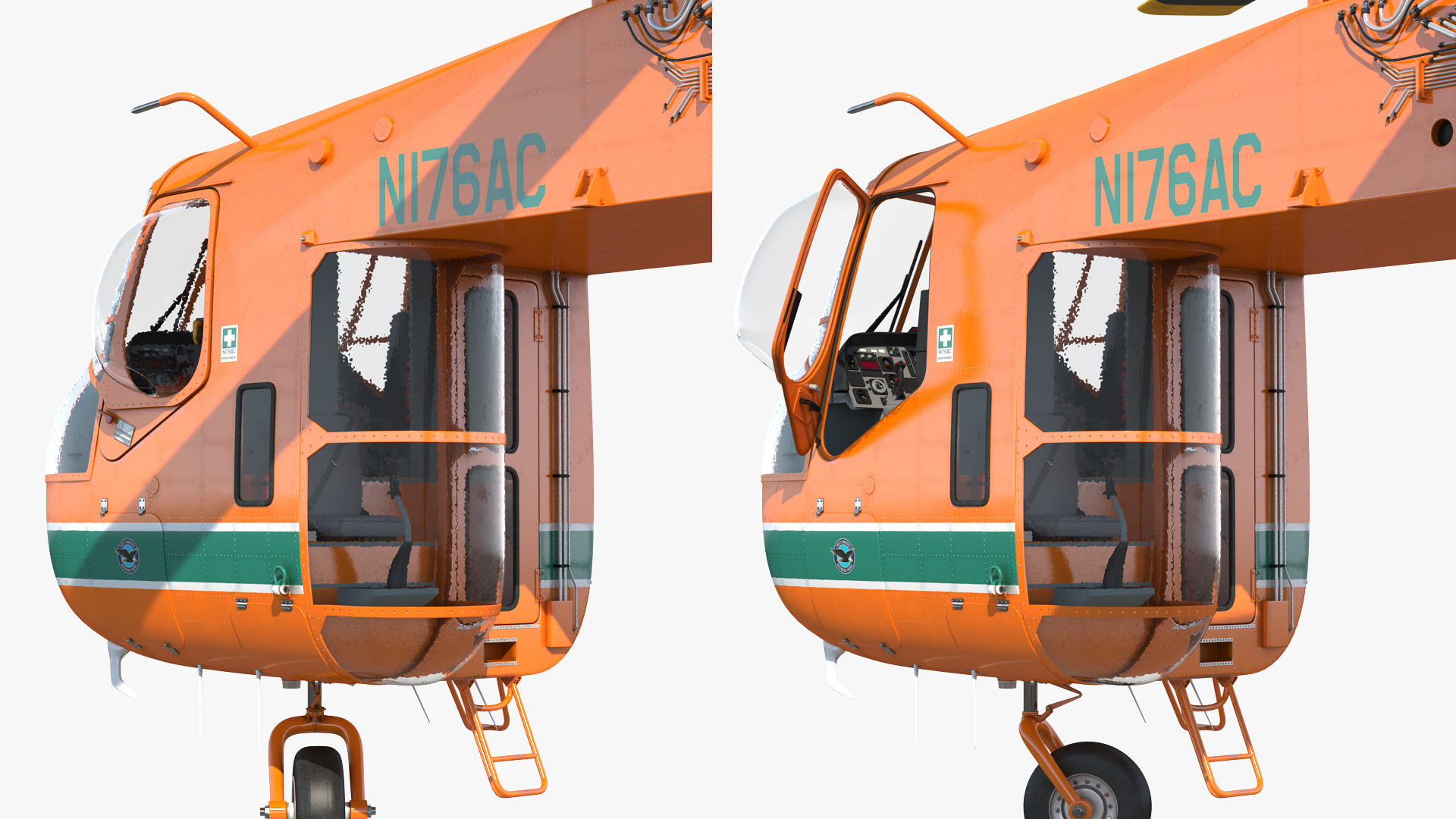 3D Sikorsky S-64 Skycrane Heavy-Lift Helicopter Orange