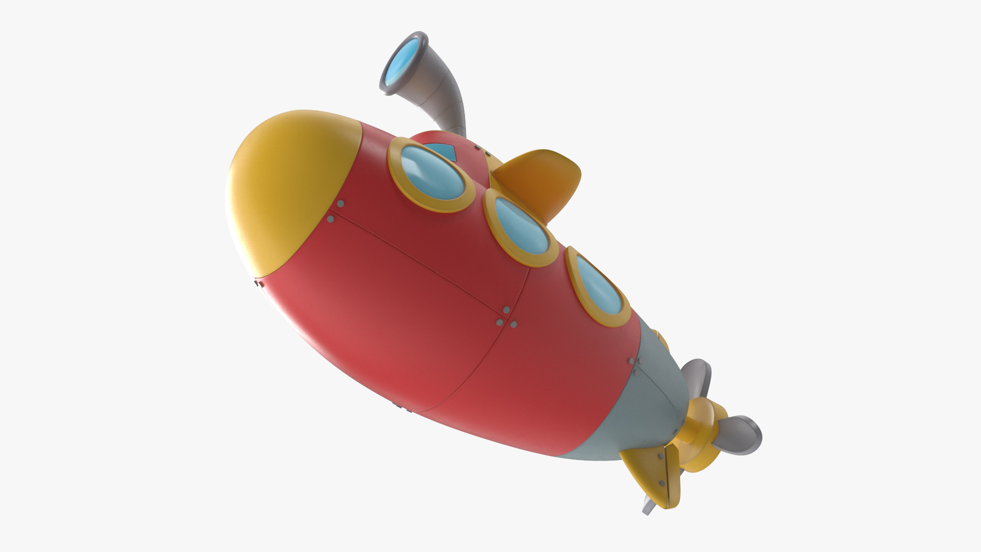 Stylized Submarine Red Rigged 3D model