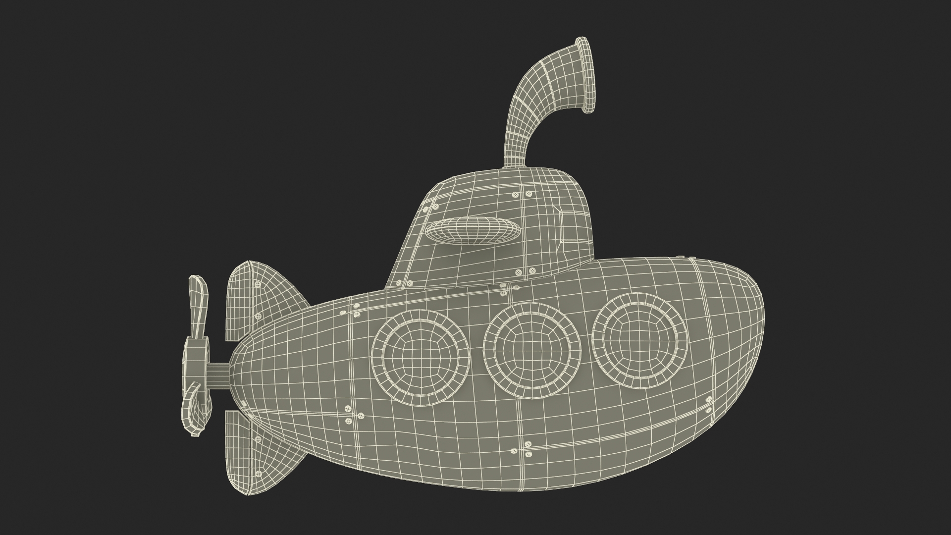 Stylized Submarine Red Rigged 3D model