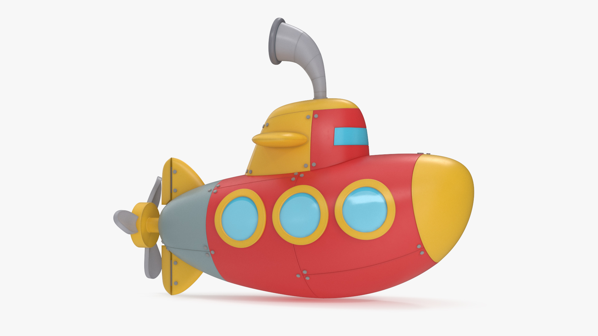 Stylized Submarine Red Rigged 3D model