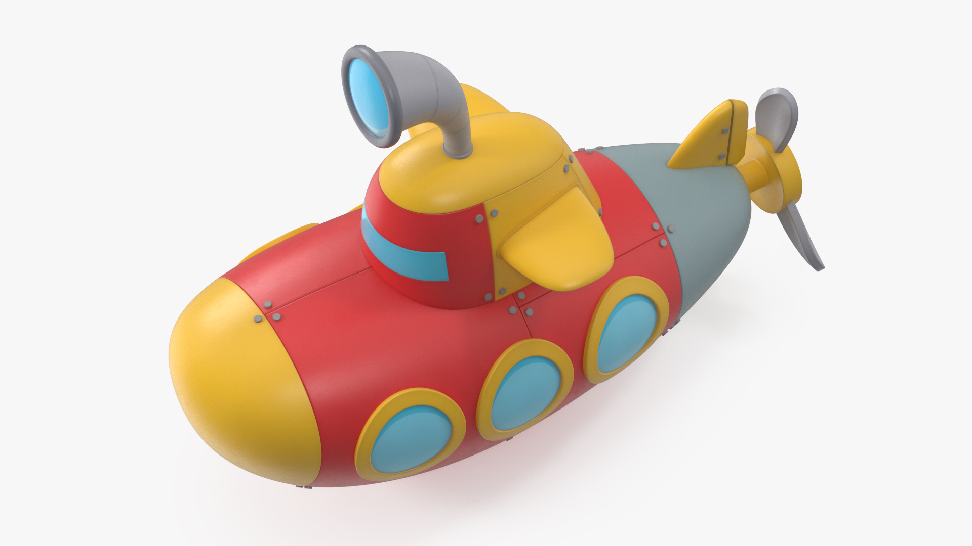 Stylized Submarine Red Rigged 3D model