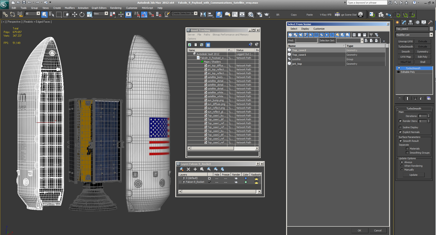 Falcoln 9 Payload with Communications Satellite 3D