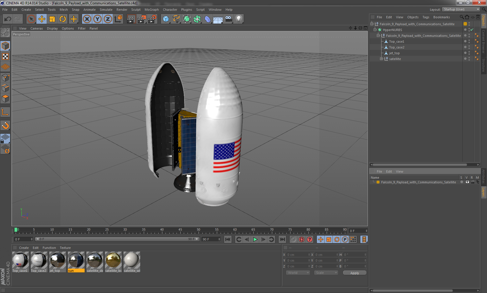 Falcoln 9 Payload with Communications Satellite 3D