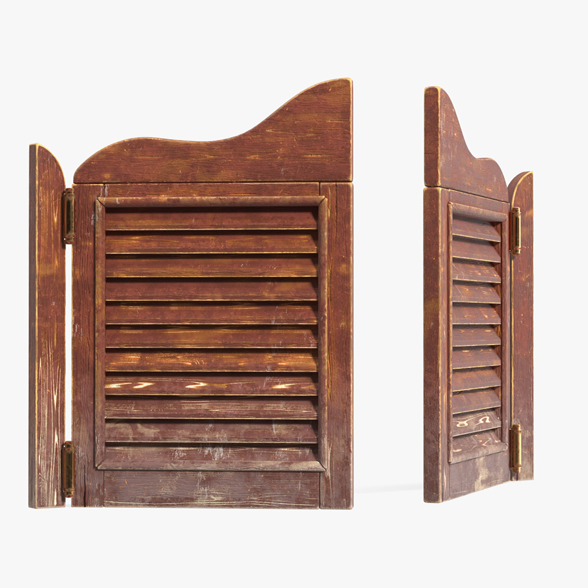 3D model Rustic Saloon Doors Rigged for Maya