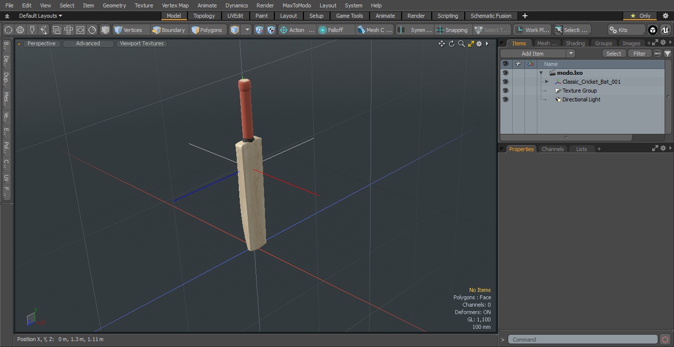 Classic Cricket Bat 3D model