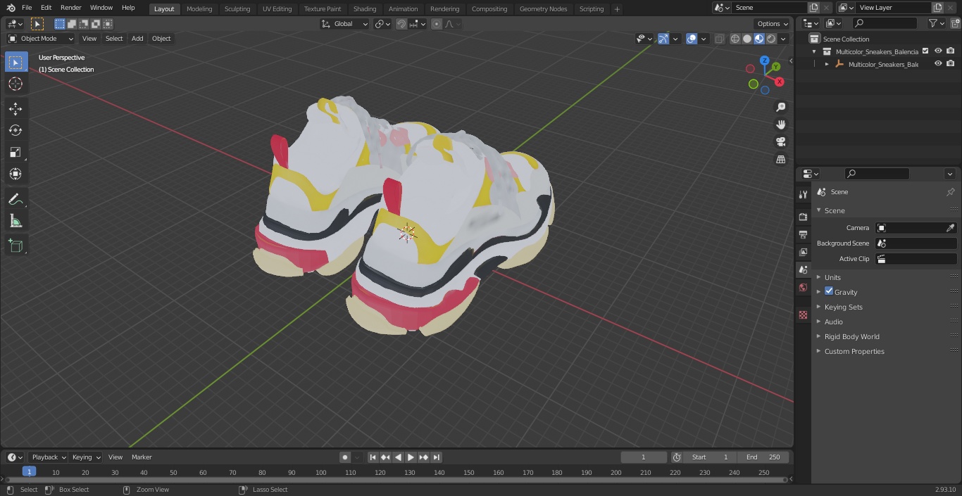 Multicolor Sneakers Balenciaga Triple S 3D model