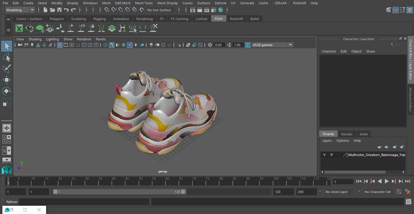 Multicolor Sneakers Balenciaga Triple S 3D model