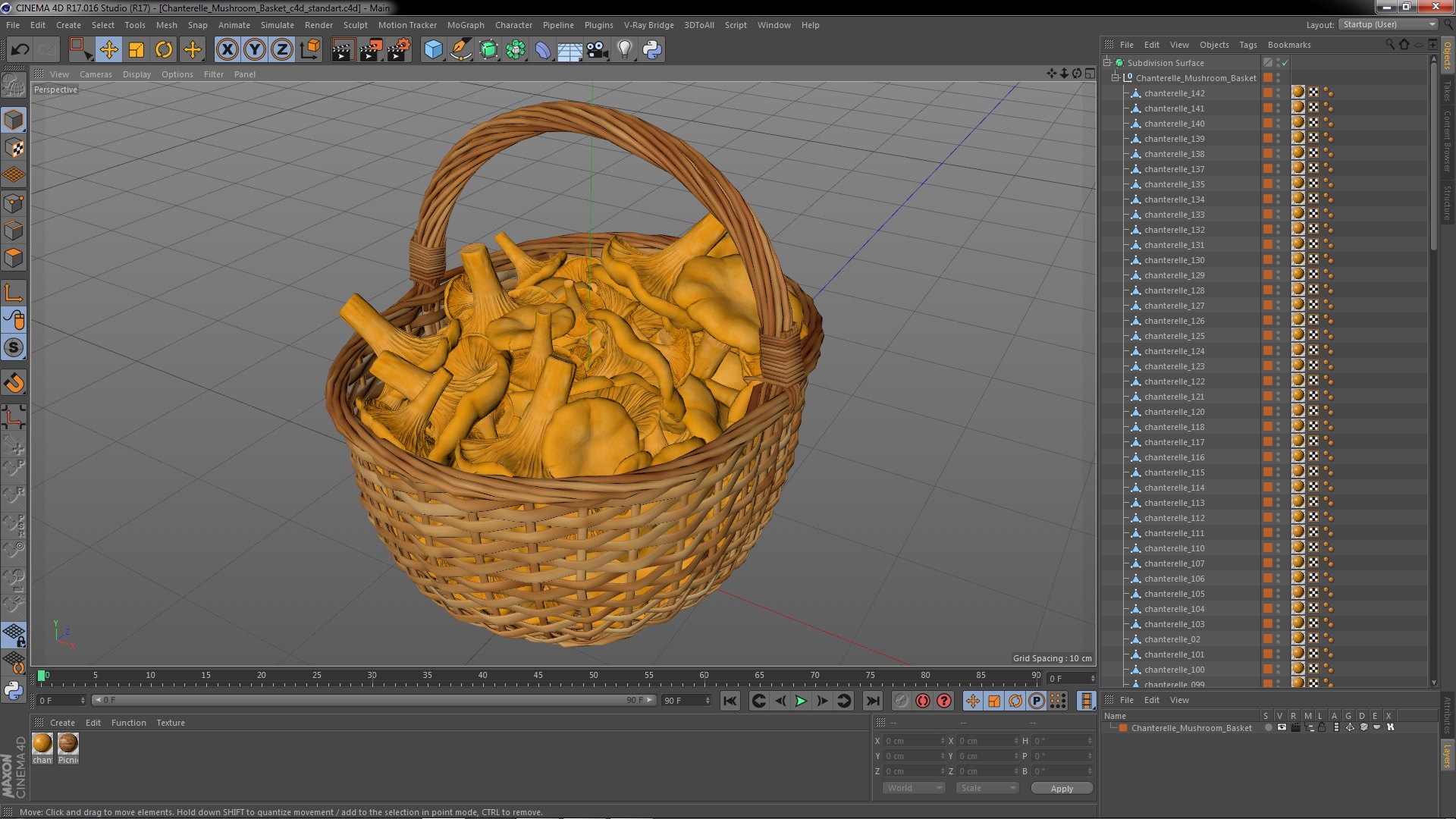 Chanterelle Mushroom Basket 3D