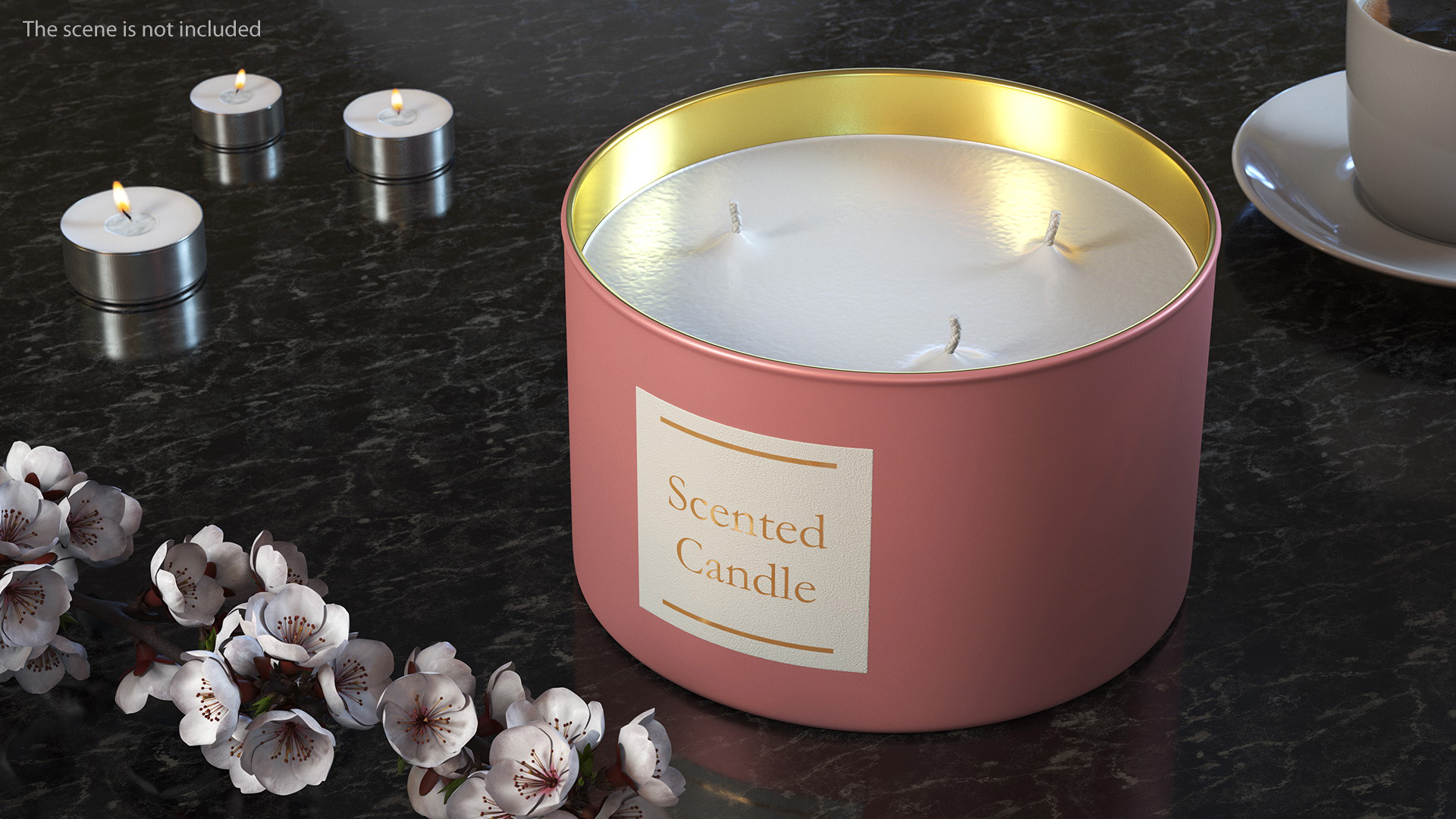 Scented Candle Pink with 3 Wicks 3D