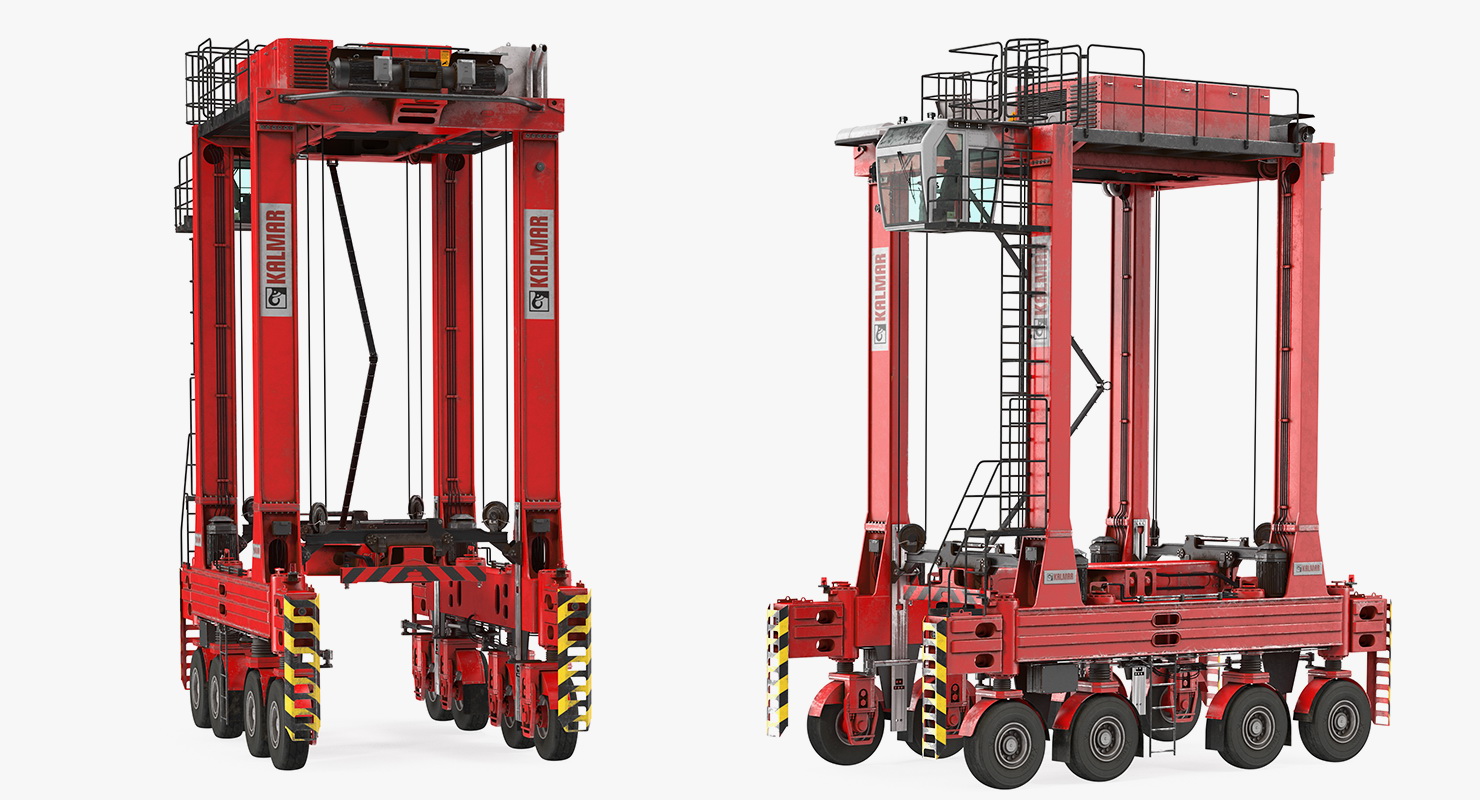 Kalmar Fastcharge Hybrid Straddle Carrier Dirty Rigged 3D model