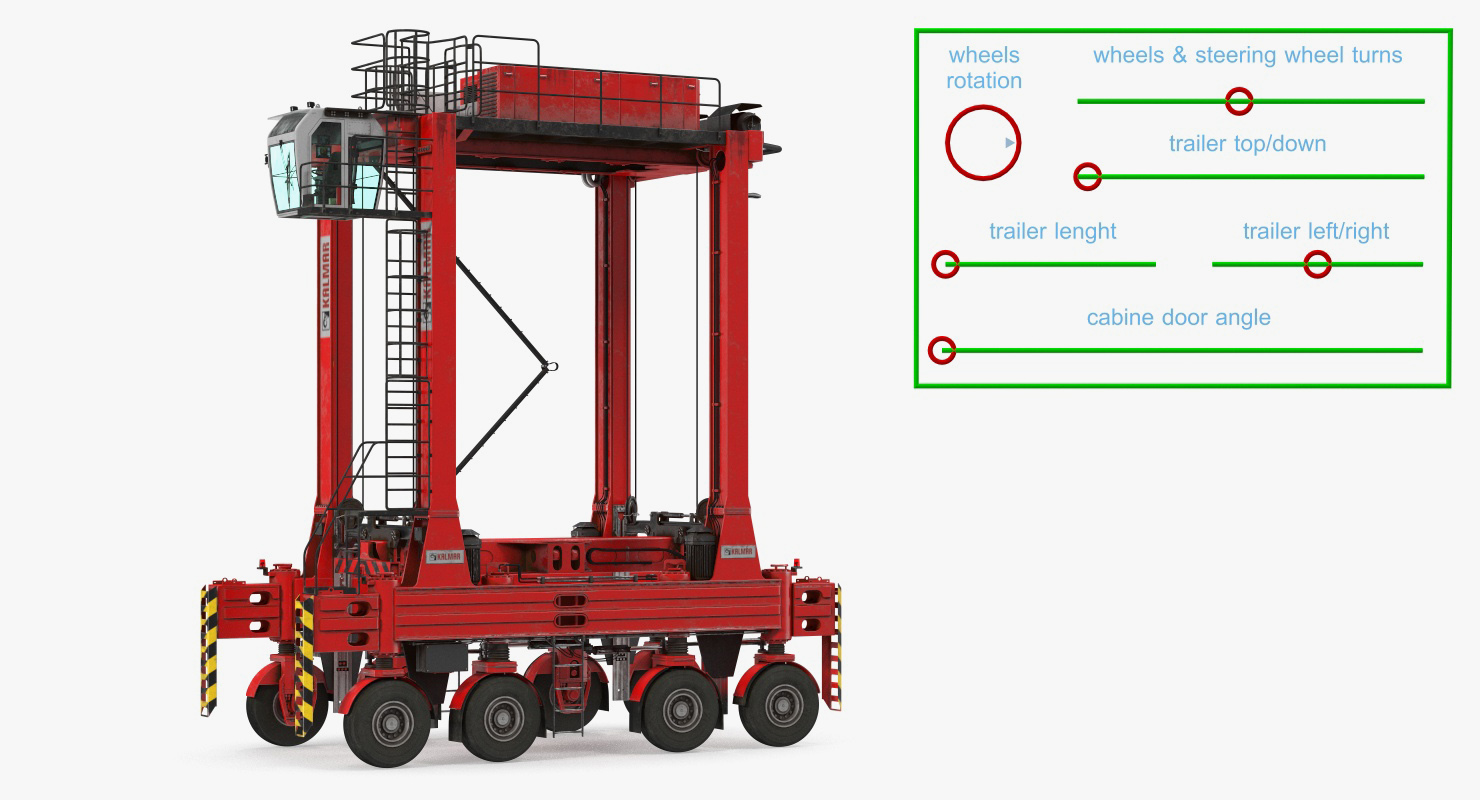 Kalmar Fastcharge Hybrid Straddle Carrier Dirty Rigged 3D model