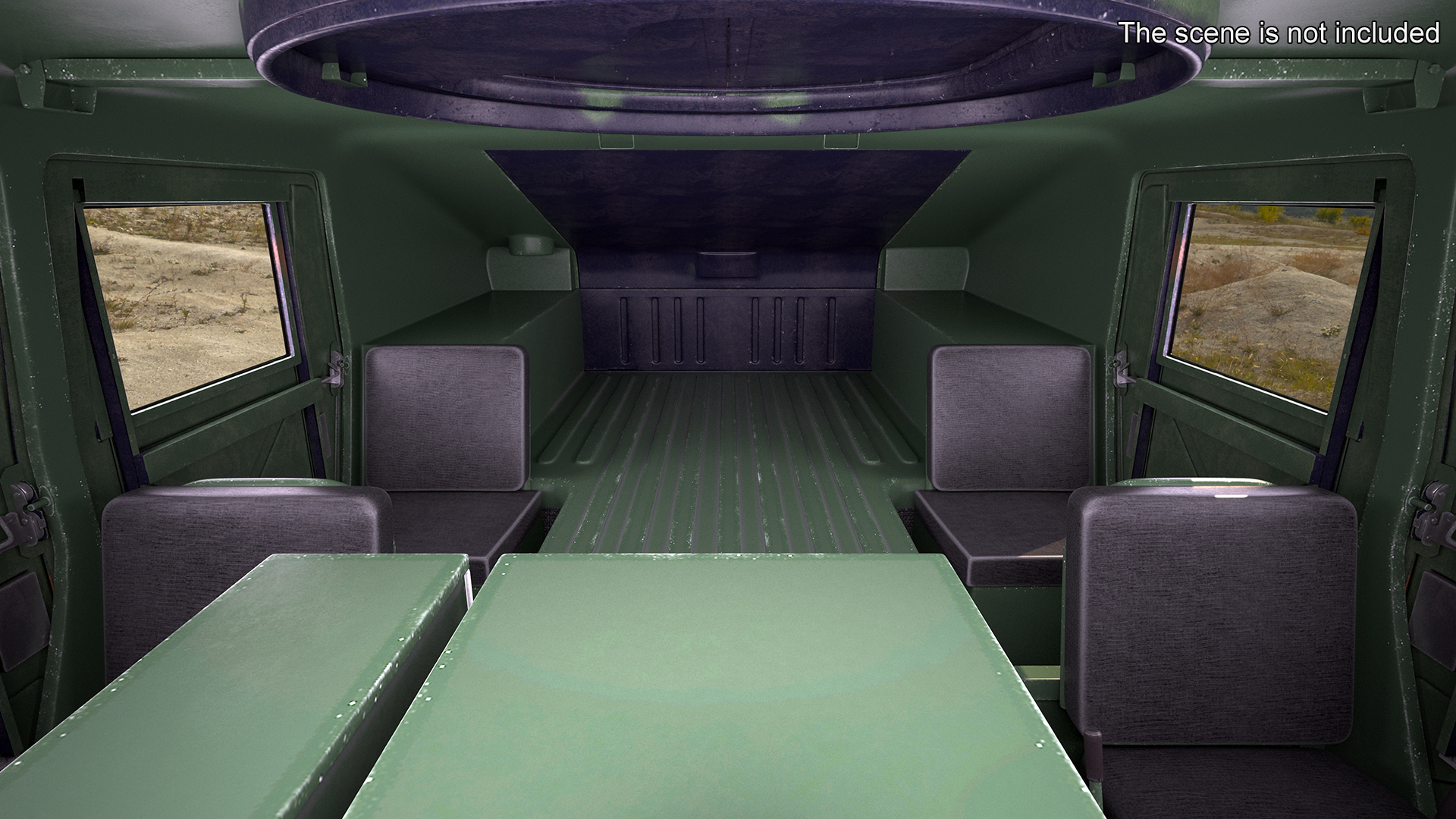 Humvee Inside an Airbus A400M Atlas Rigged 3D