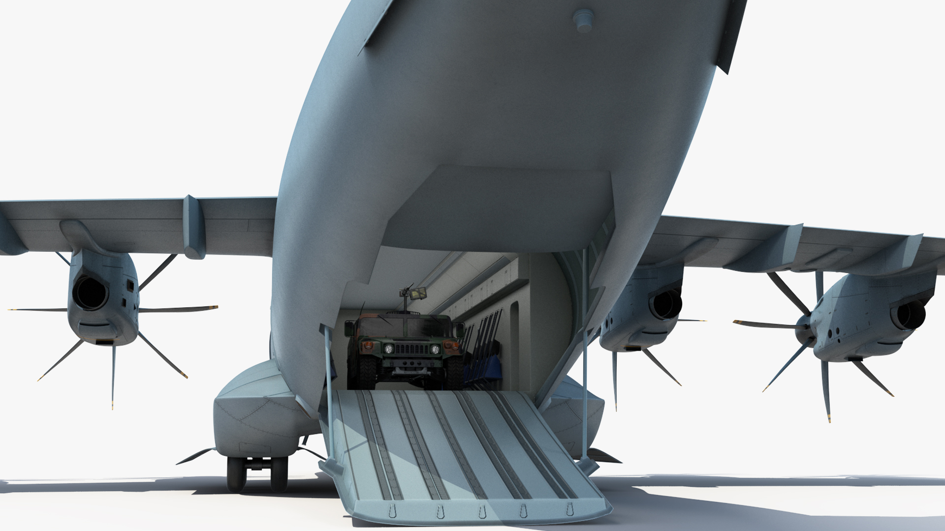 Humvee Inside an Airbus A400M Atlas Rigged 3D