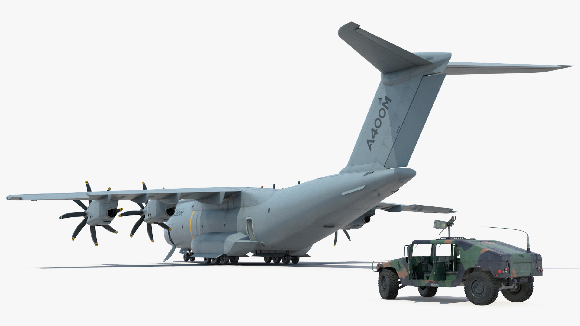 Humvee Inside an Airbus A400M Atlas Rigged 3D