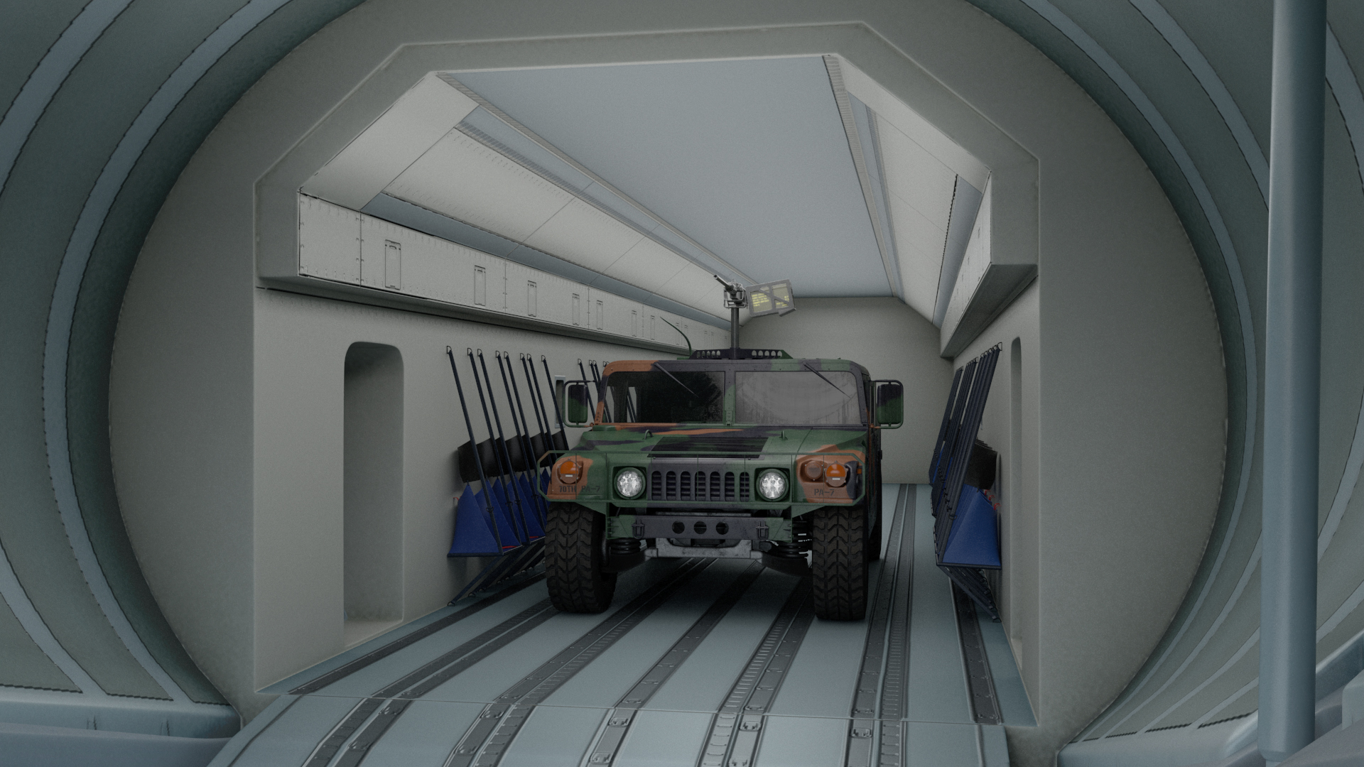 Humvee Inside an Airbus A400M Atlas Rigged 3D