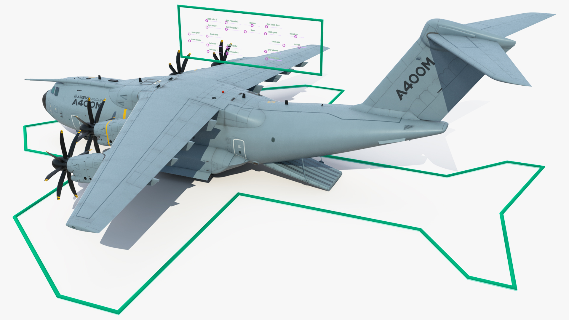 Humvee Inside an Airbus A400M Atlas Rigged 3D