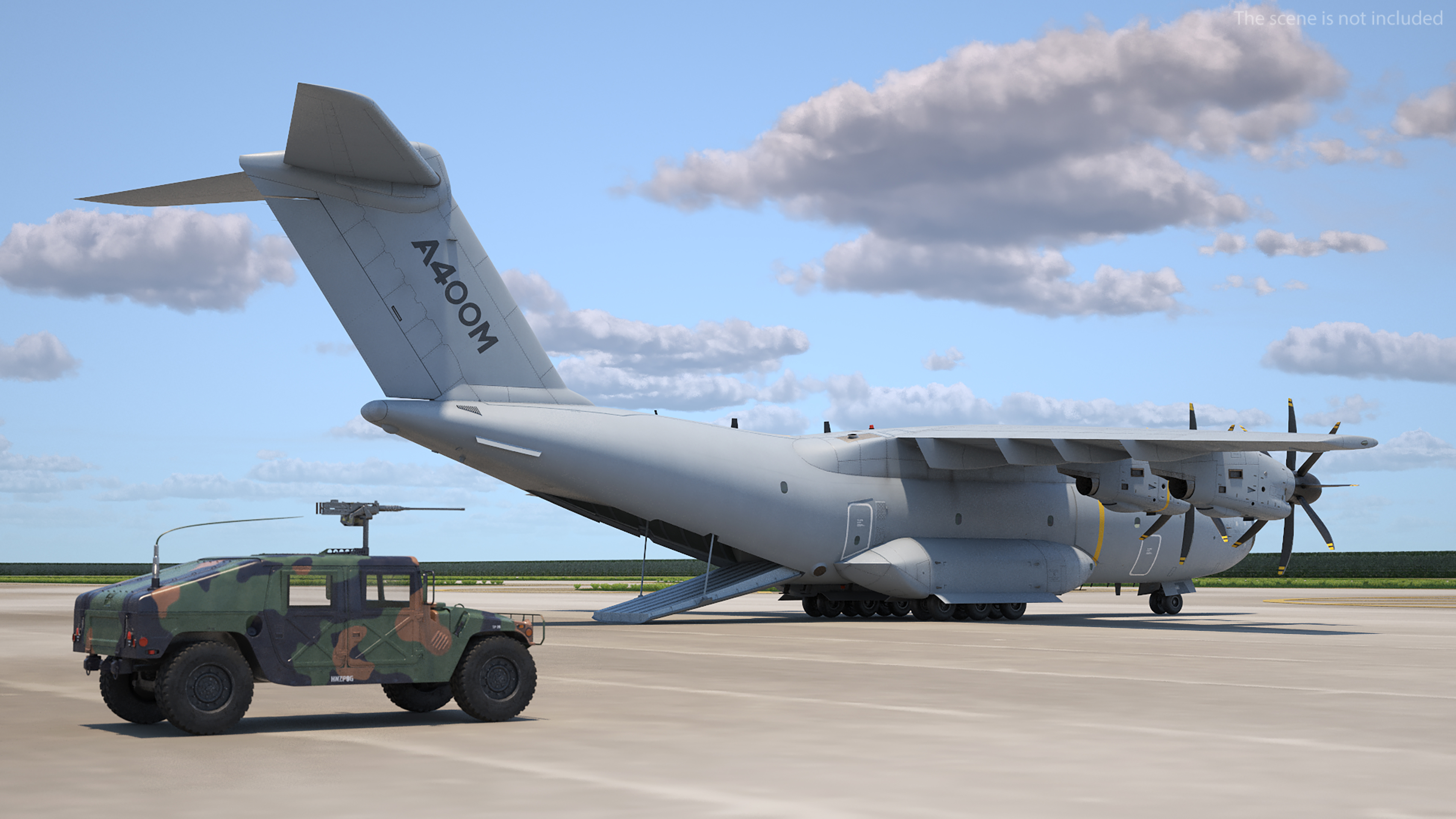 Humvee Inside an Airbus A400M Atlas Rigged 3D